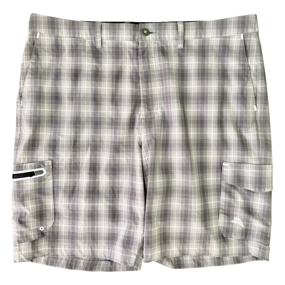 Tommy Bahama Other - Tommy Bahama IslandZone Mens 40 Grey Plaid Cargo Shorts Performance Golf Travel